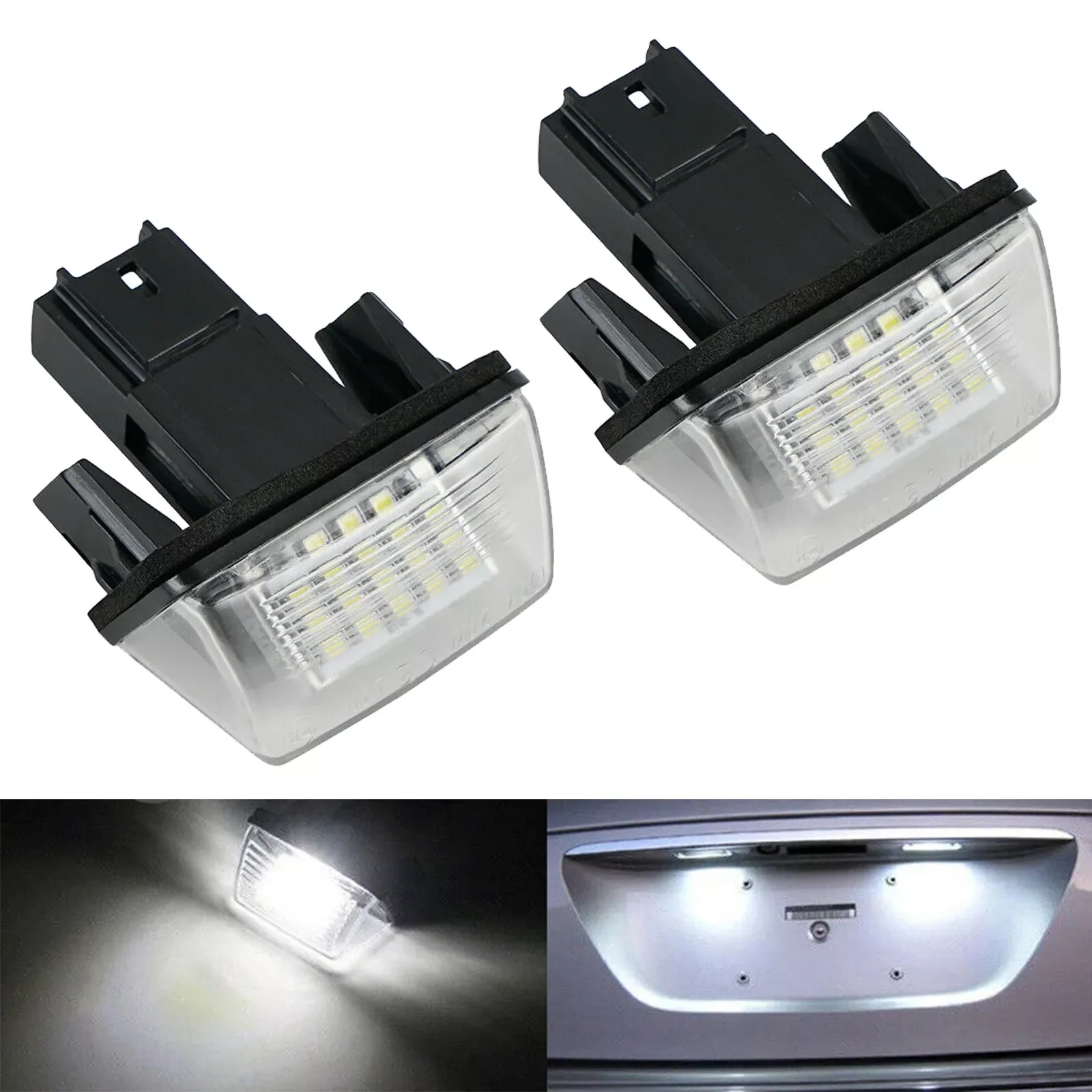 

2PCS Car LED License Number Plate Lights Lamp Fit For Peugeot 206 406 407 Partner Citroen C3 C4 C5 XSARA Automotive Accessories