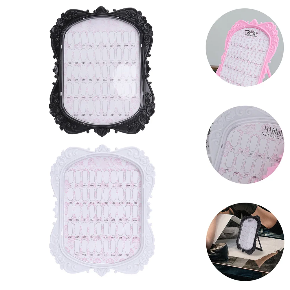 2 قطعة لوحة عرض الأظافر النمط الأوروبي منظم الأظافر المزيفة لصالون مسمار الفن عرض ABS المواد تصميم مدمج نمط الأظافر #4