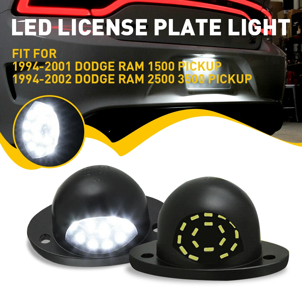 

2Pcs LED License Plate Lights 6000K White 500LM For DODGE RAM 1500 PICKUP 1994- 2001 Car Rear LED Light 12V Auto Accessories