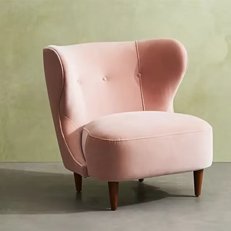 Nordic Modern Home Villa Living Room Leisure Chair Customized Fabric Velvet Sofa Chair Hotel Bedroom Lounge Single Back