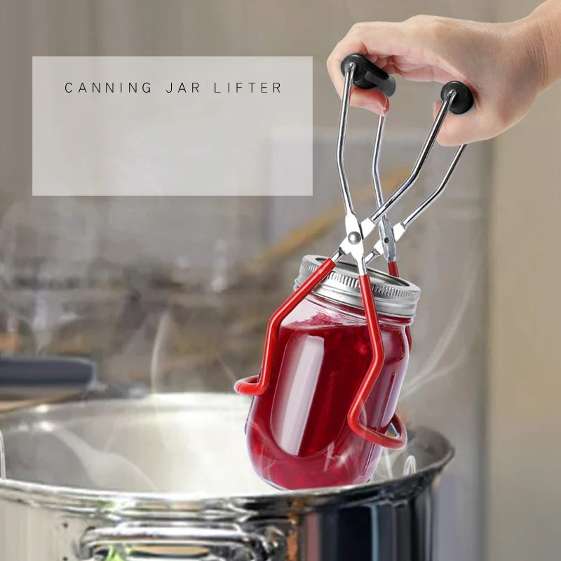 Canning Jar Lifter Tong Stainless Steel Can Tong Clip With Grip Handle Heat Resistance Anti-Clip Glass Bottle Holder KitchenTool