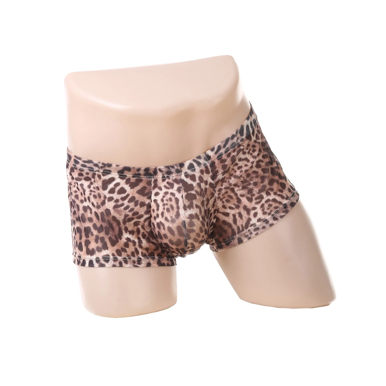 

Leopard Underwear Men Sexy Wild Mesh Print Boxers Big Man Erotic Panties Lingerie Ultra Thin Underpants Boxer Shorts