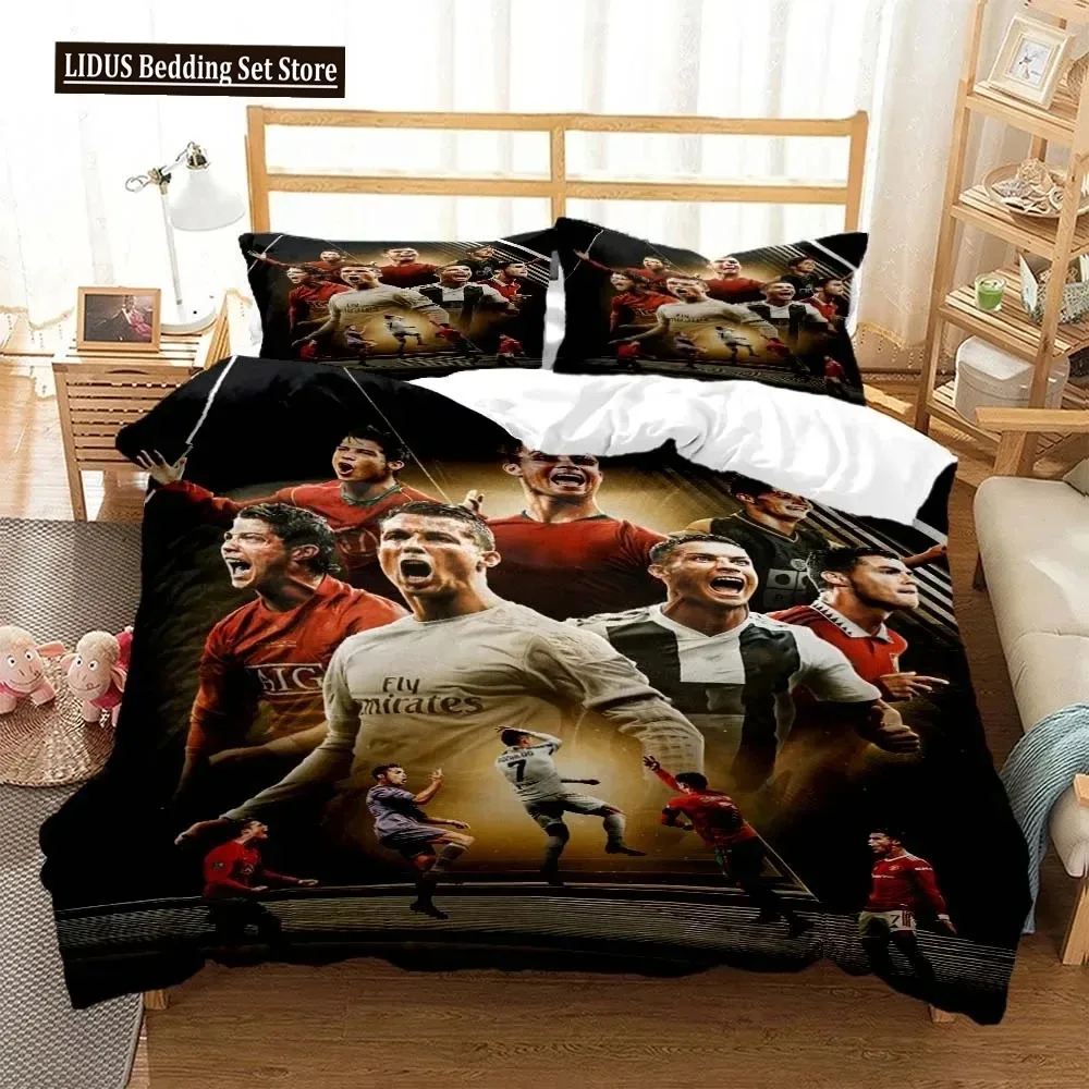 

3D Print Football Star CR7 Bedding Set Boys Girls Twin Queen Size Duvet Cover Pillowcase Bed Adult Home Textileextile