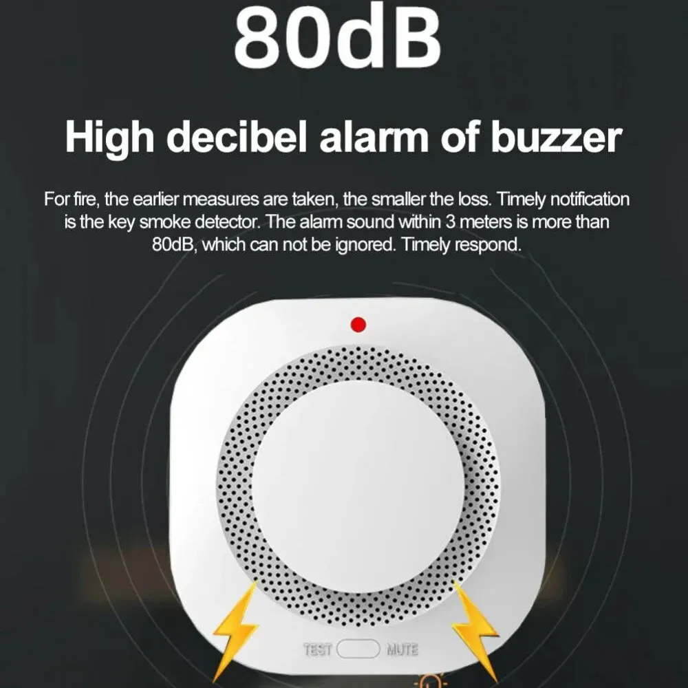 Tuya Smart Zigbee/Wifi Smoke Detector Smart Fire Fire Protection Home Security Alarm Sound Light Alarm APP Control