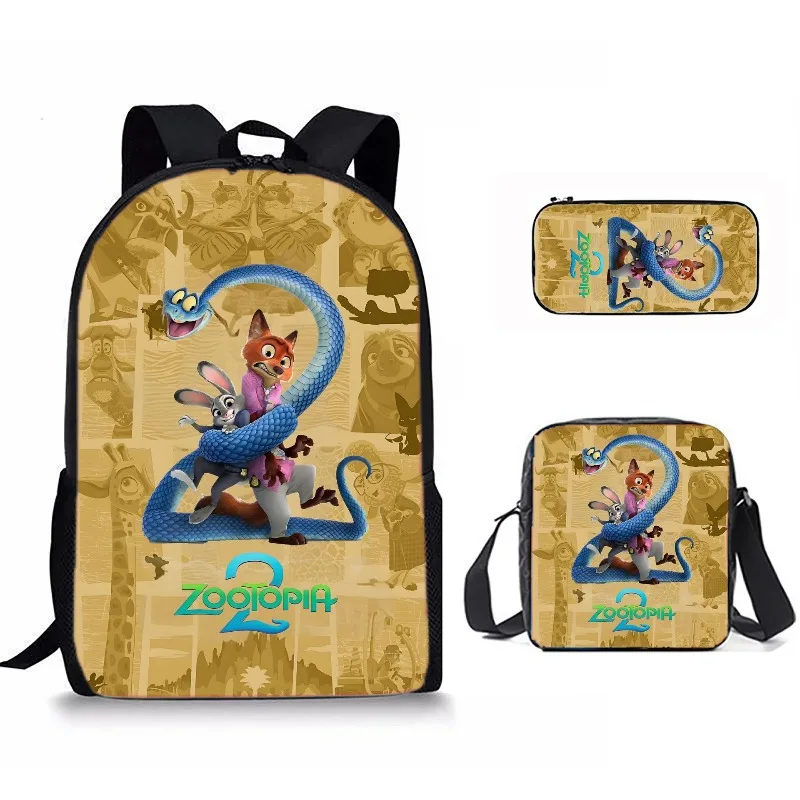 

3pcs/set New Movie Disney Zootopia 2 Creative Cartoon Shoulder Bag Pencil Case Backpack Student Backpacks Gift Daily Necessities