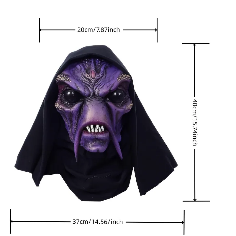 Spaventoso maschera da strega aliena horror viso viola streghe alieni maschera da strega vestito operato costume di carnevale di Halloween festa cosplay prop