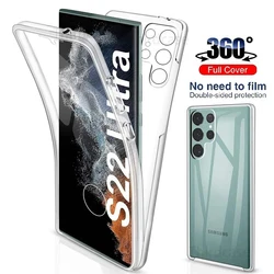 360 Full Body Protective Case Shockproof Transparent Cover For Samsung Galaxy S24 S23 S22 S21 S20 Plus Ultra A13 A14 A15 A33 A34