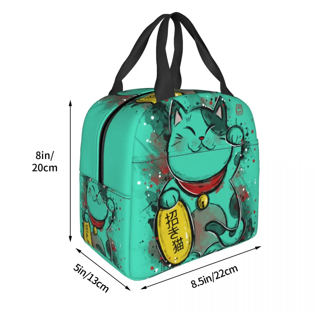 Kawaii Maneki Neko Insulated Lunch Bags for Women Lucky Cat Portable Thermal Cooler Bento Box Work School Travel