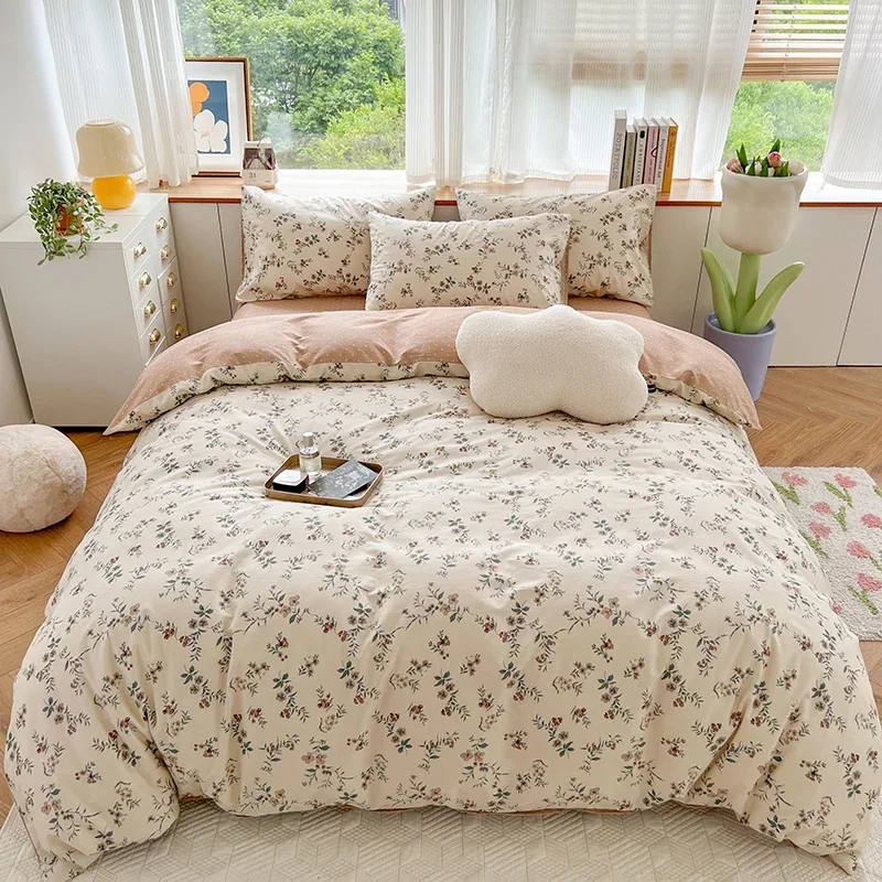 

Floral Vintage Bedding Set, 100% Cotton, Twill Pastoral Floral, Duvet Cover with Flowers,No Bed Sheet, 133x72 Fabric, 200x200