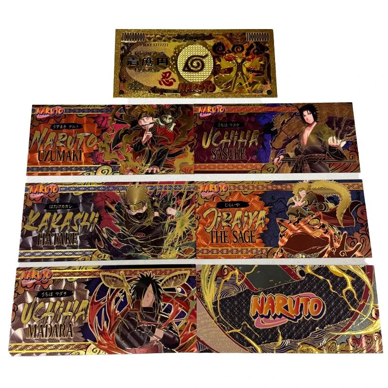 

Наруто Саске, золотые карты, 2024, игрушечные монеты для коллекции, памятные банкноты, монеты, мультяшные подарки, коллекция игрушек для детей