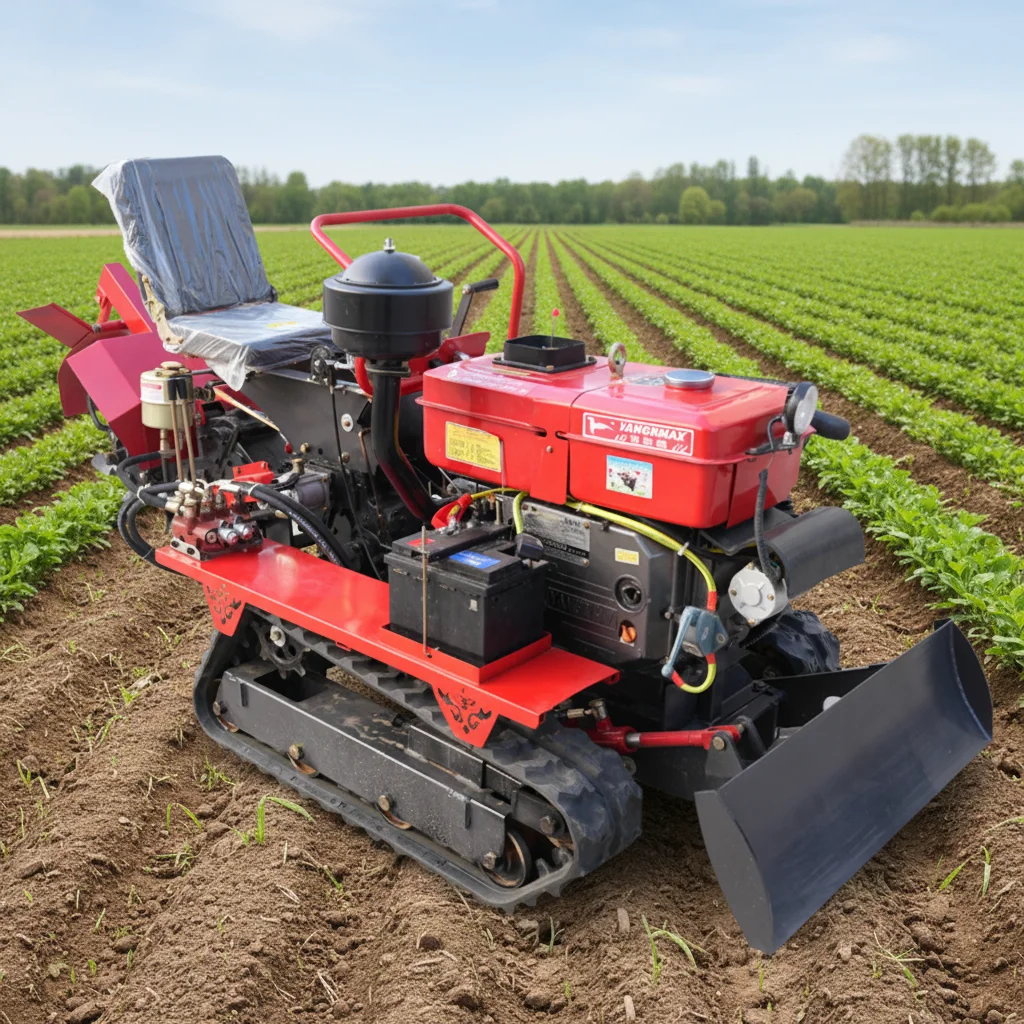 35 4WD Multifunctional Crawler Type Rotary Tiller Field Cultivator with Engine