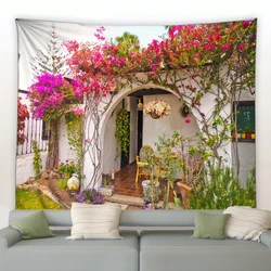 3D Flower Wall Tapestry Garden Poster Outdoor Large  Hanging Living Room Bedroom  Aesthetics Home Decoration Tapiz