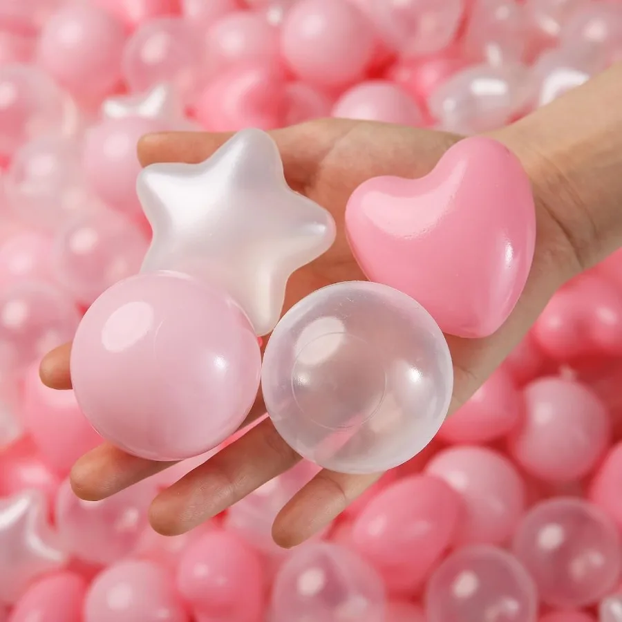 ลูกบอลพลาสติกสำหรับบ่อบอล รูปดาวและหัวใจ สำหรับเด็กเล็ก - 200 ลูก สำหรับความสนุกสนานในบ่อบอลและการเล่น