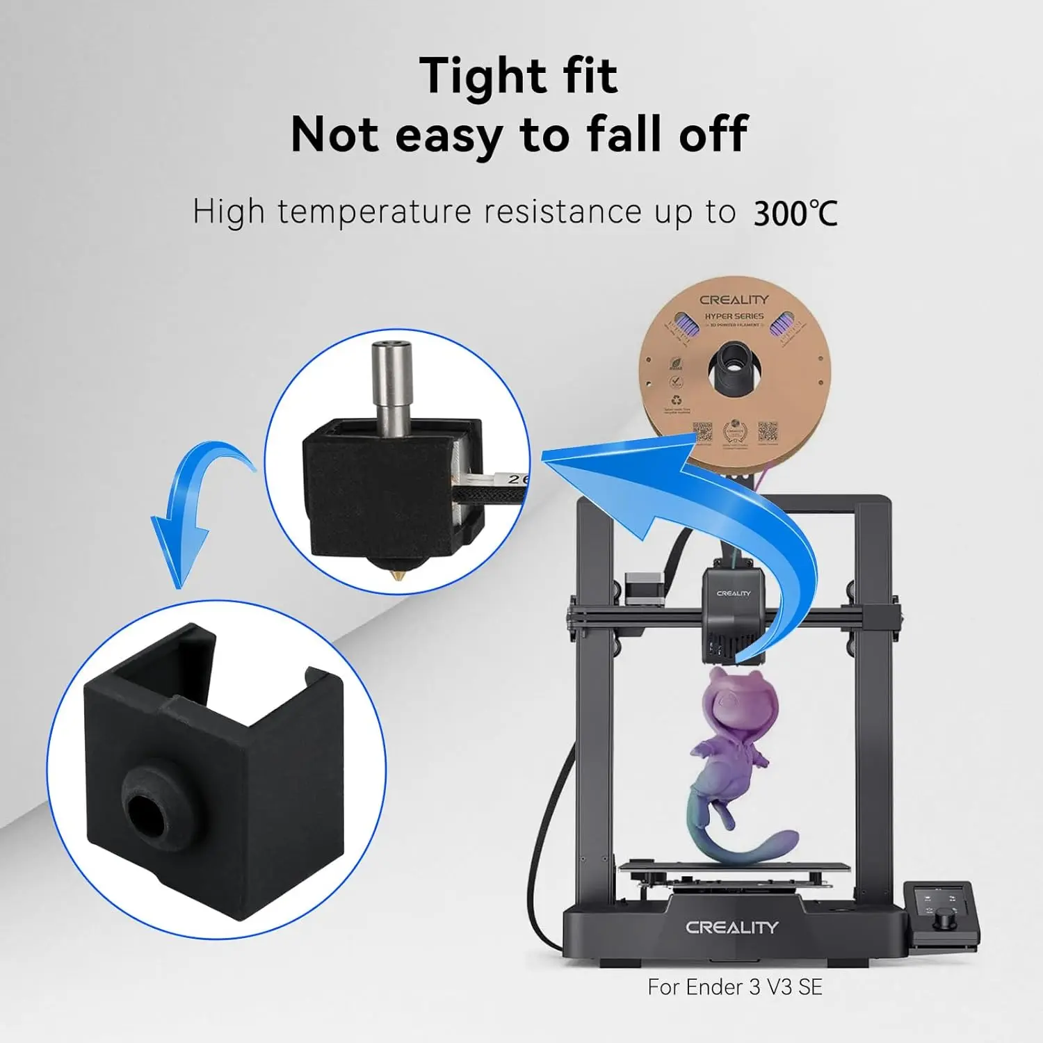 6pcs Silicone Socks Cover 300°C High Temperature F Creality Ender 3 V3 SE, Ender 5 S1, Ender 7 3D Printer Replacement Parts