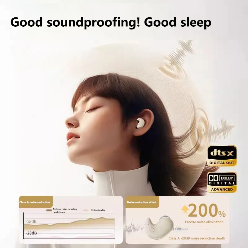 سماعات رأس للنوم بلوتوث لاسلكية شبه داخل الأذن، صوت صغير عالي الجودة، عمر بطارية طويل مناسب لأجهزة Android وApple