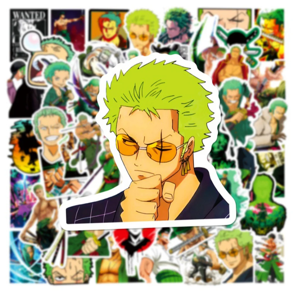 10/30/50pcs ONE PIECE Zoro Cool Cartoon Stickers Anime Graffiti Decals Toy DIY Suitcase Stationery Phone Bike Waterproof Sticker
