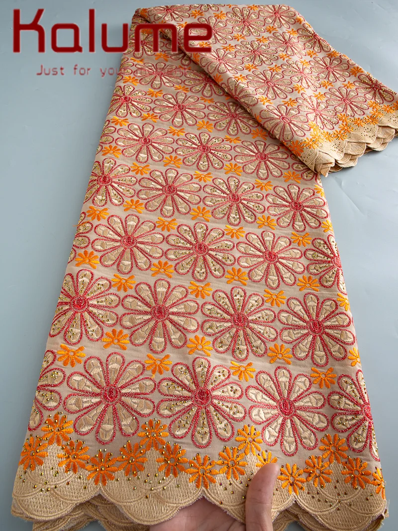 Kalume 2026 African Swiss Voile Lace Fabric Embroidery African Cotton Lace Fabric Newest Nigeran Lace for Sewing Party F4416