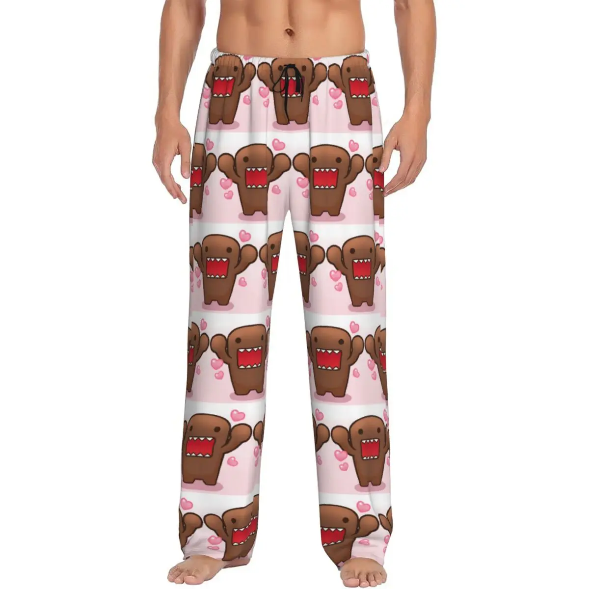 

Custom Domo Kun Pajama Pants Men Cartoon Lounge Sleep Stretch Sleepwear Bottoms with Pockets