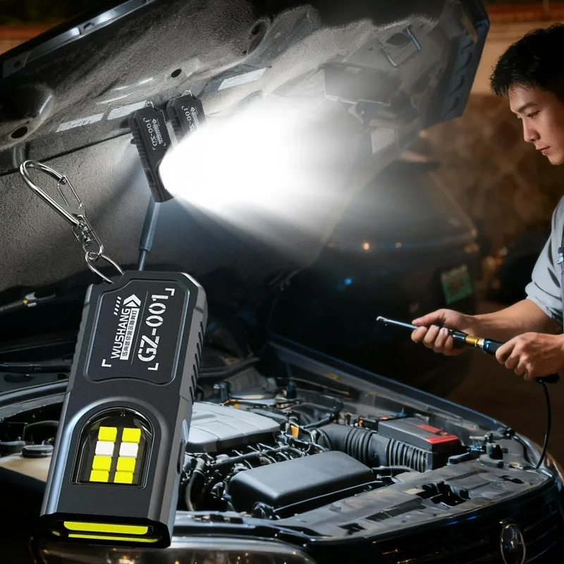 Mini Keychain Flashlight Portable Magnet LED Camping Lamp USB Charging Torch Light Outdoor Hiking Fishing Waterproof Flashlights