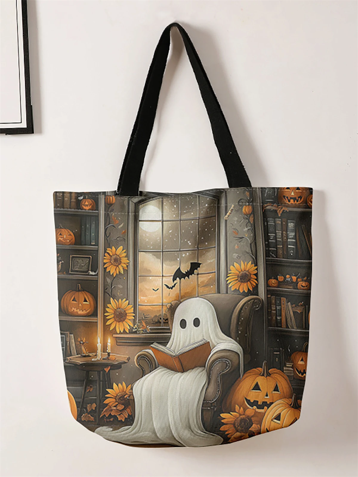 

Сумка с принтом на Хэллоуин, модная сумка многоразового использования, многофункциональная сумка, холщовая сумка для покупок с принтом
