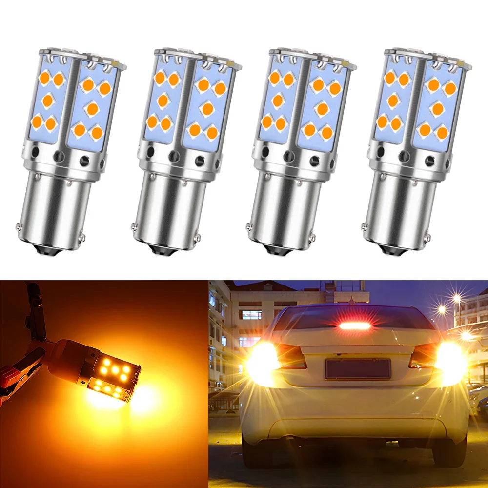 Auto LED License Plate Lights DC 12V 1156 BA15S P21W 3030 35SMD Bulb Car Turn Signal Lamp Amber White Brake Superbright Lighting