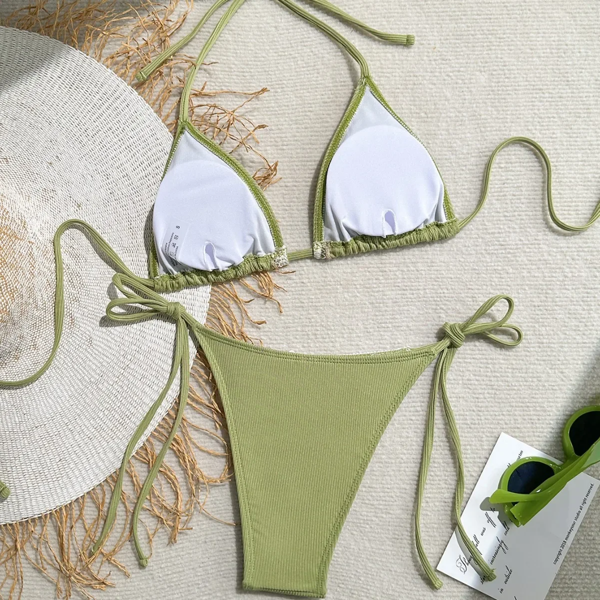 Swimsuit women's 2026 new triangle cup sexy neck strap-on swimsuit