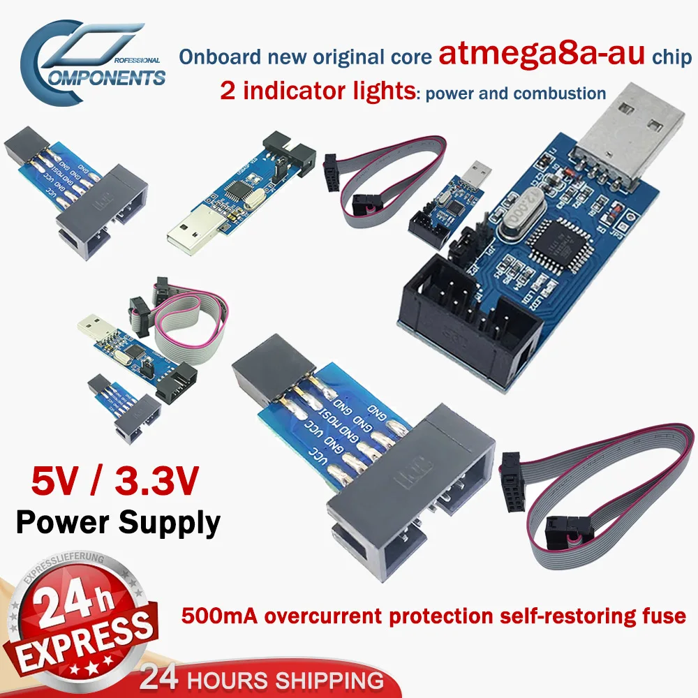 USBASP USBISP AVR Programmer 3.3V/5V Powered Downloader Programmer USB ISP USB ASP ATMEGA8 ATMEGA128