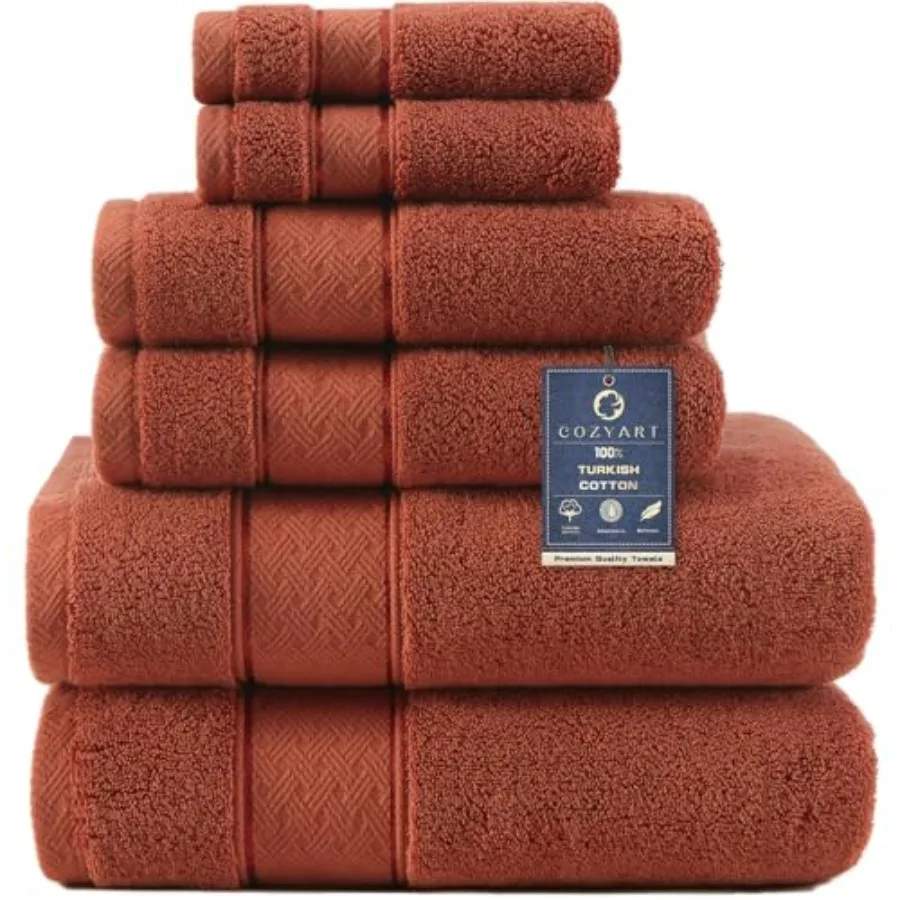 

Bath Towel Set 6 Pcs, Luxury 100% Turkish Cotton 650GSM Hotel Quality, Soft, Absorbent, Towel Sets for Bathroom with 2 Bath Tow