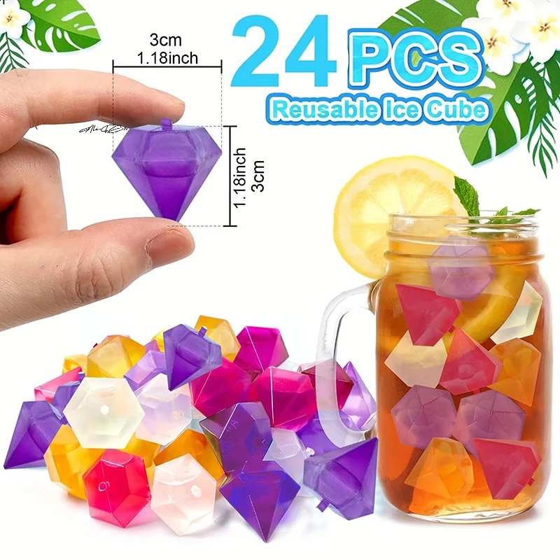 24 unids/set cubo reutilizable de whisky resistente al desgaste rocas de verano accesorios de plástico para cubos de whisky