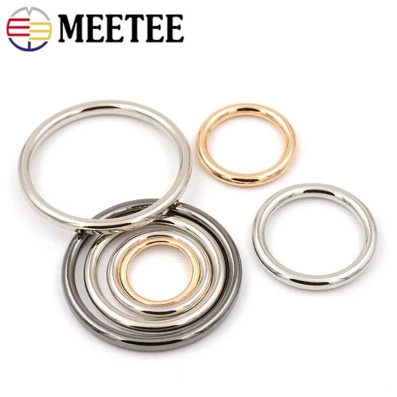 10pcs Meetee Circle O Rings 15-60mm Alloy Shoes Hats Bag Belt Buckles DIY Clothes Luggage Bags Hardware Leather Accessories H1-1