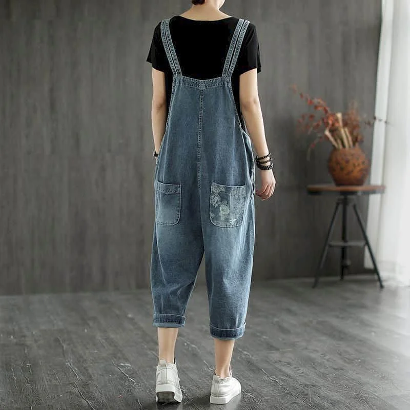 Denim Jumpsuits Voor Vrouwen Oversized Blauw Playsuit Denim Broek Losse Hoge Taille Cross-Broek Overalls Voor Vrouwen Kleding Een-Stukken