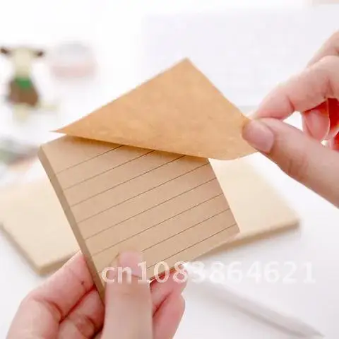 

Kraft paper Horizontal line Sticky Notes Retro Simple Stickers Memo Pad Paper Sticker DIY stickers Fridge N times decorative