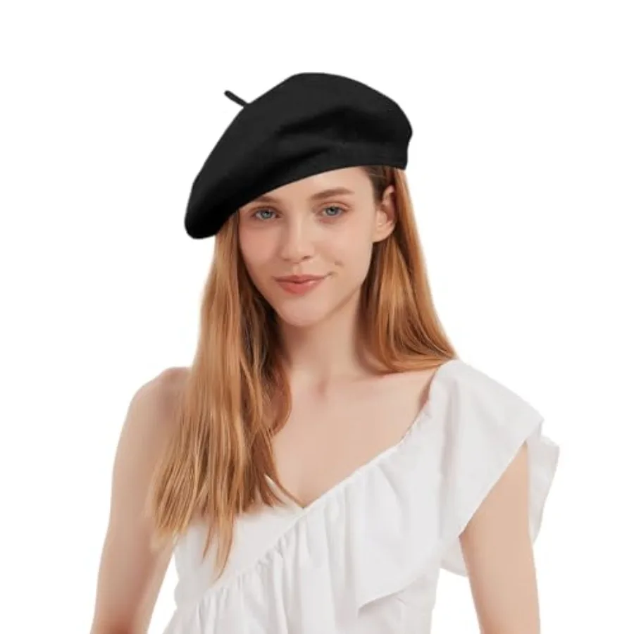 

Cotton French Beret Hat Summer Knitted Soft Thin Beret Hat Slouchy Loose Painters Hat Solid Color for Women