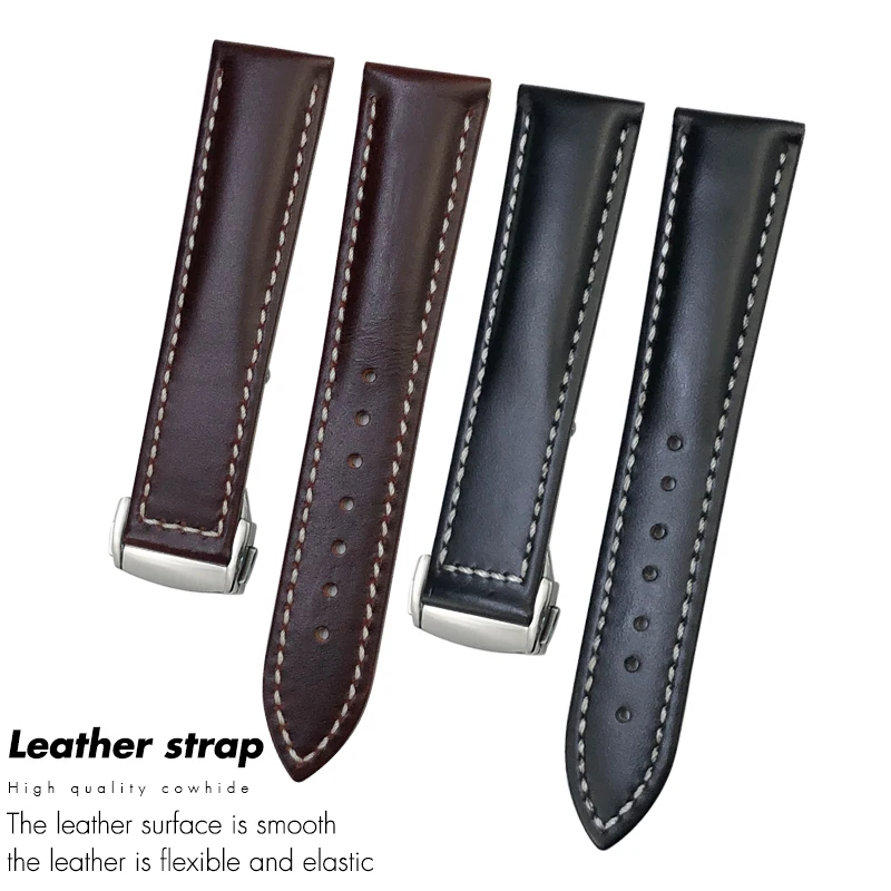 Genuine Leather Cowhide Watchband for Omega De Ville Seamaster AT150 Speedmaster 22mm 21mm 20mm 19mm Watch Strap Men Women