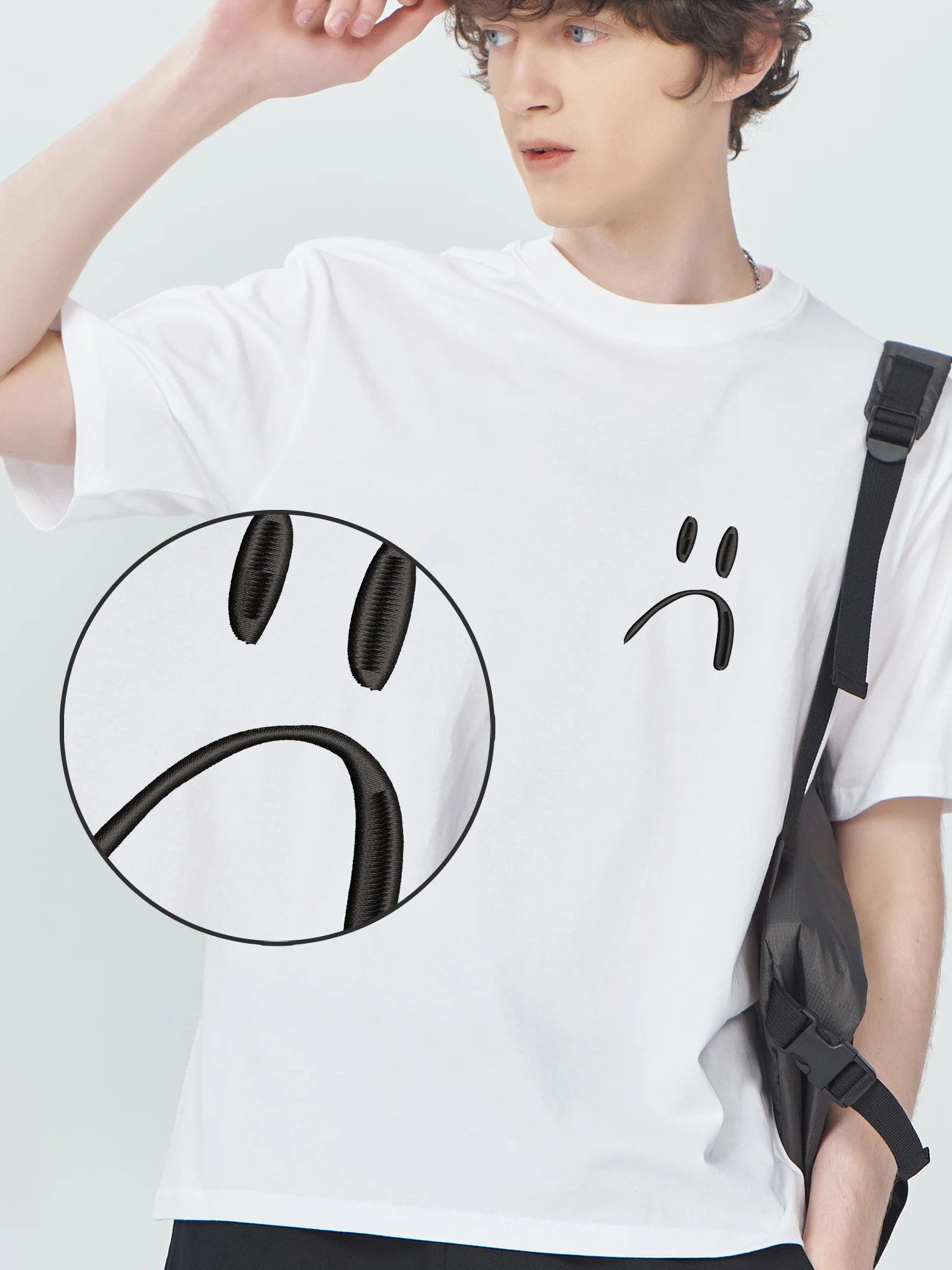 

Funny Drawing Symbols Embroidered T-Shirt Unisex Women Men Luxury Design High Quality Fashion Tees Cotton Short Sleeve