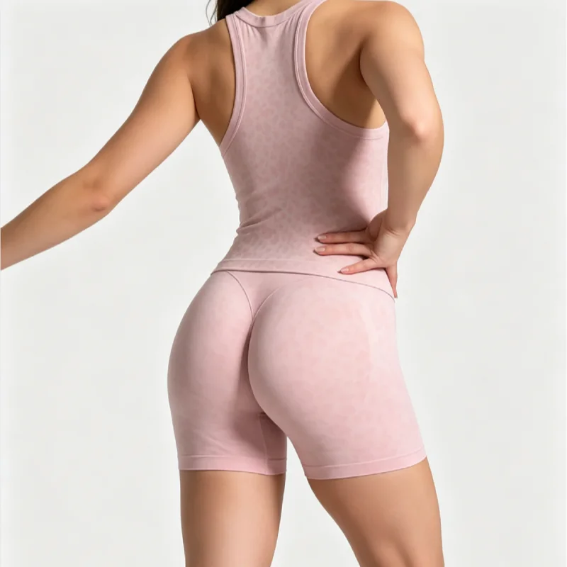 HISTELLO Seamless Workout Shorts Women Leopard Print Scrunch Butt Lifting Tummy Control Athletic Gym Running Sports Shorts