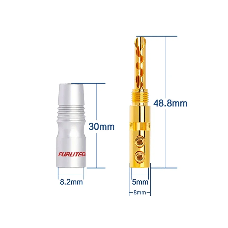 4Pcs Furutech BFA Banana Plug Screw Locking HiFi Audio Adapter 5mm Amplifier Speaker Cable Connector