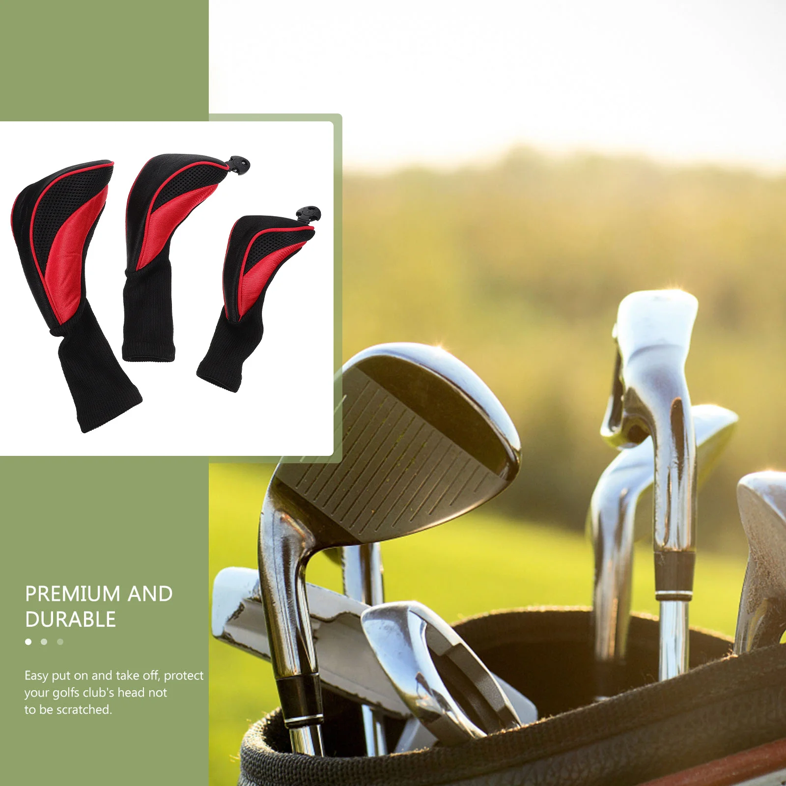 مجموعة واحدة من غطاء رأس نادي الجولف، مادة قماش ممتازة، حماية من الحشو السميك للسائق، أغطية مضرب الحديد، تغطية كاملة #4