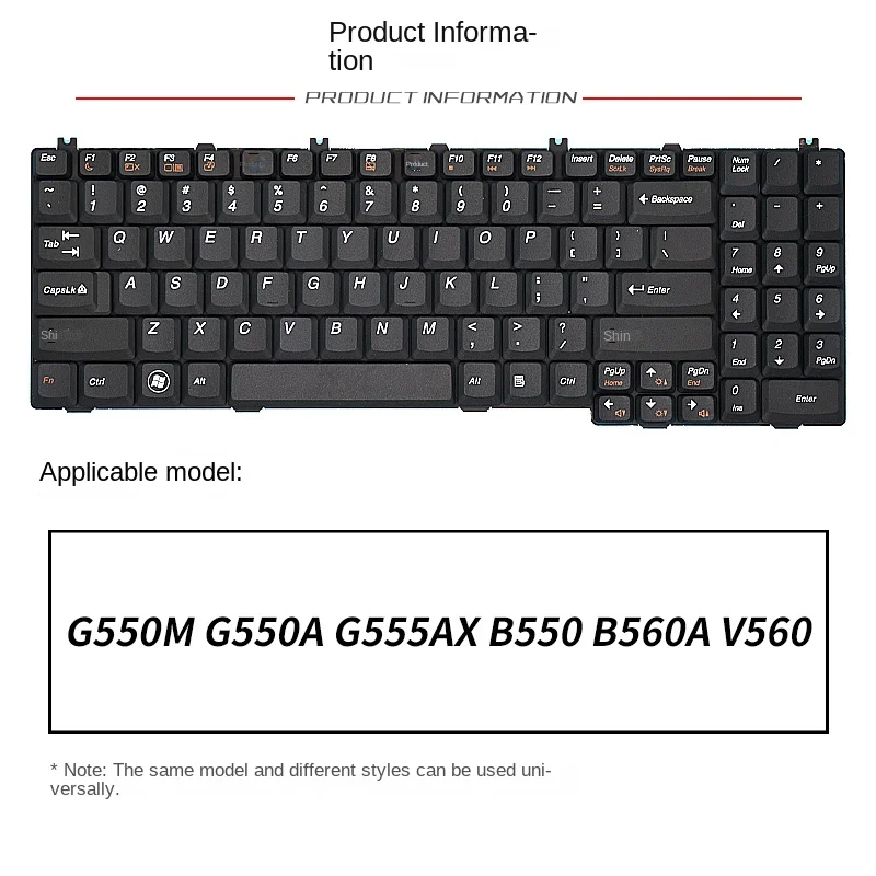استبدال ينطبق على لوحة مفاتيح الكمبيوتر المحمول Lenovo G550M G550A G555AX B550 B560A V560