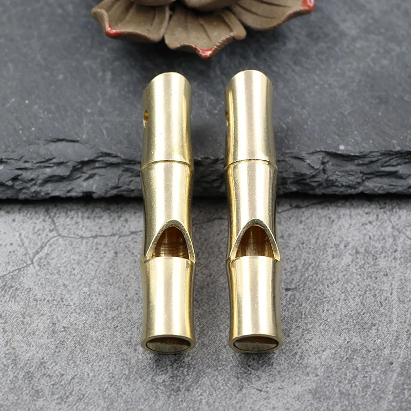 Pure Brass Creative Bamboo Whistle Car Keychain Pendant Outdoor Survival Whistle Small Copper Survivalist Gear