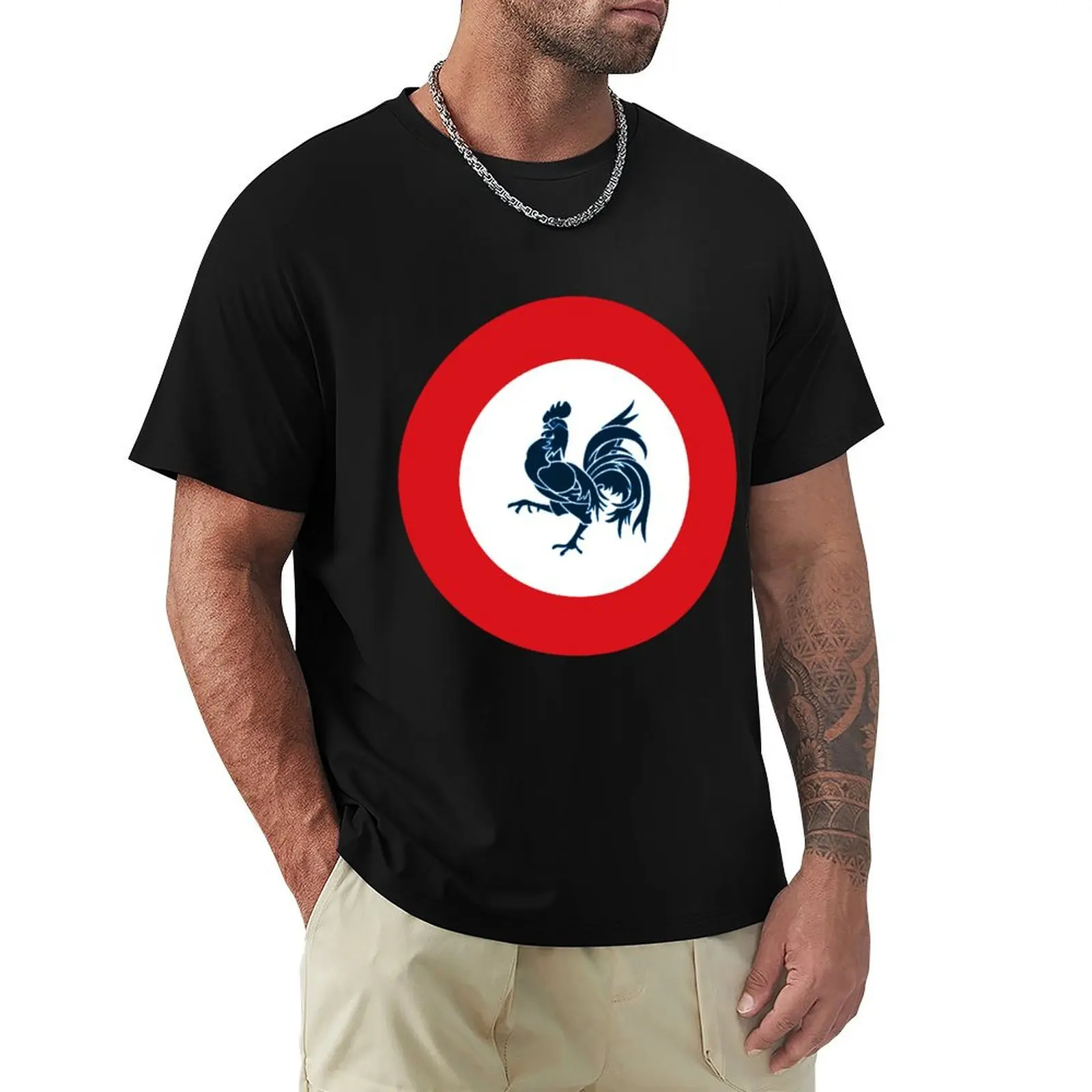 

French Cockerel Coq Retro Mod Roundel T-Shirt Odor Resistant Short Sleeve Top