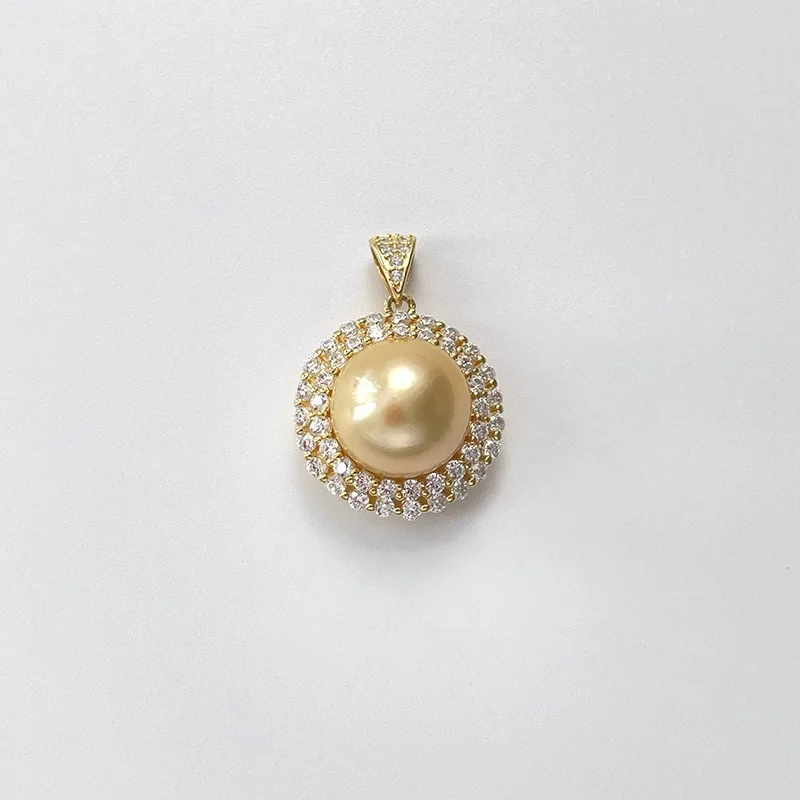 Charming 12-13mm Natural Sea Gold Pearls Pendant Big Pearls Pendant for Women Fine Jewelry Sterling Silver 925