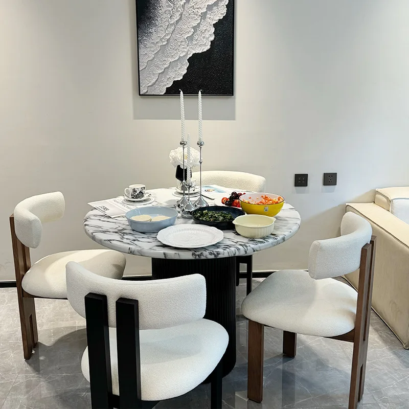 طاولة طعام رخامية بحزام الرياح الكريمي وطاولة طعام وطاولة طعام بلاطة صخرية متقدمة بيضاوية الشكل وشقة صغيرة لتناول الطعام المنزلية #4