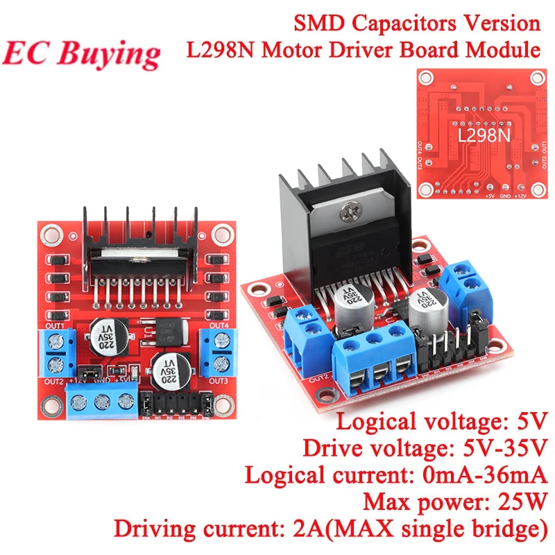 1-5Pcs L298N DC Motor Driver Board Module L298 Reversing PWM Speed Dual H Bridge Stepper Motor Smart Car Robot for Arduino
