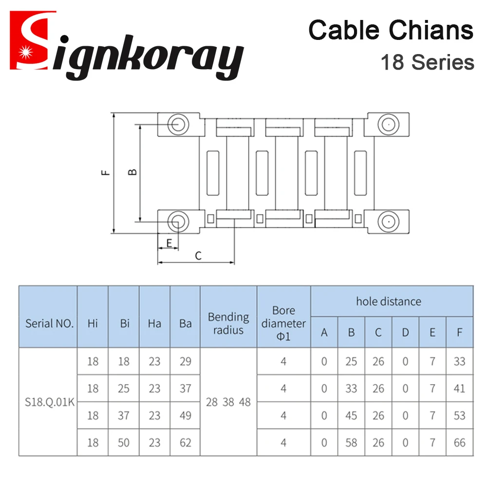 SignkoRay Cable Chain 18 Series High Speed Mute Bridge Open on Both Side Towline Transmission Drag Chain for Co2 Laser Machine