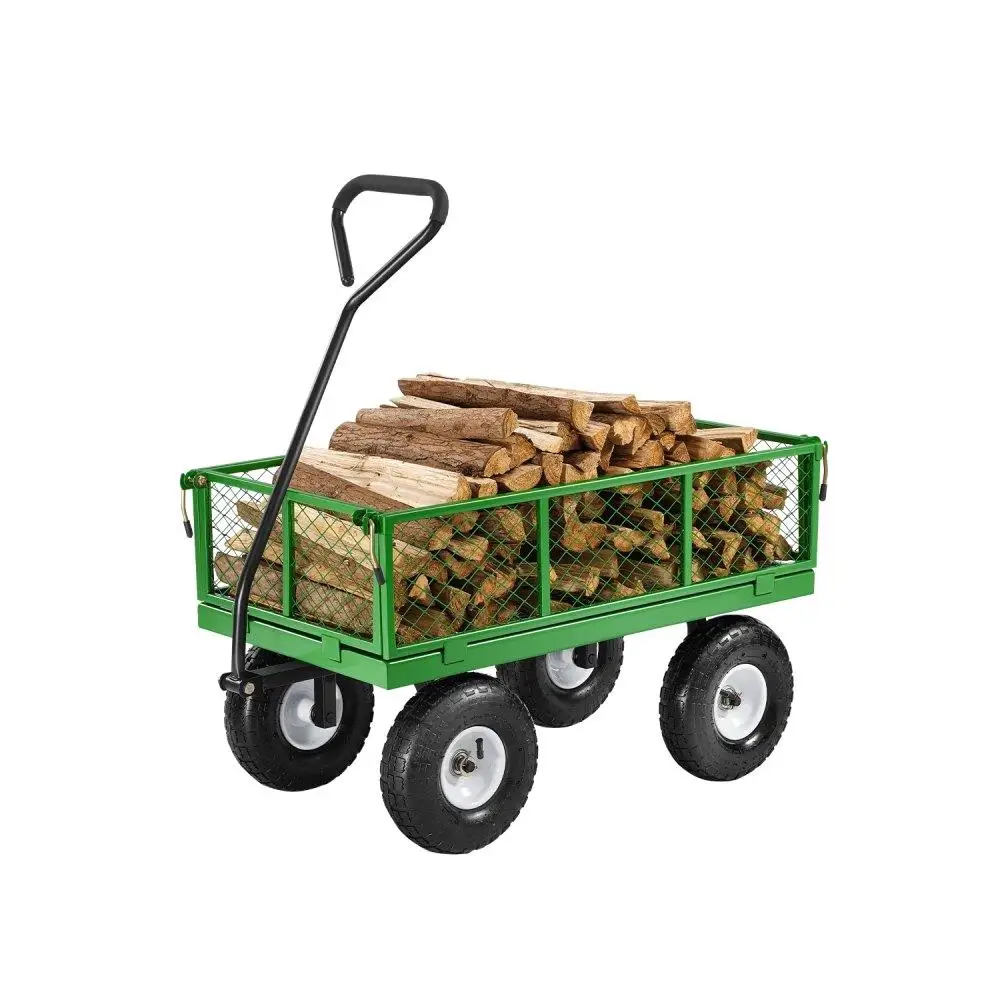 

Heavy Duty Steel Garden Cart, 10 Tires, Removable Mesh Sides, 180° Rotating Handle, Up to 680 lbs