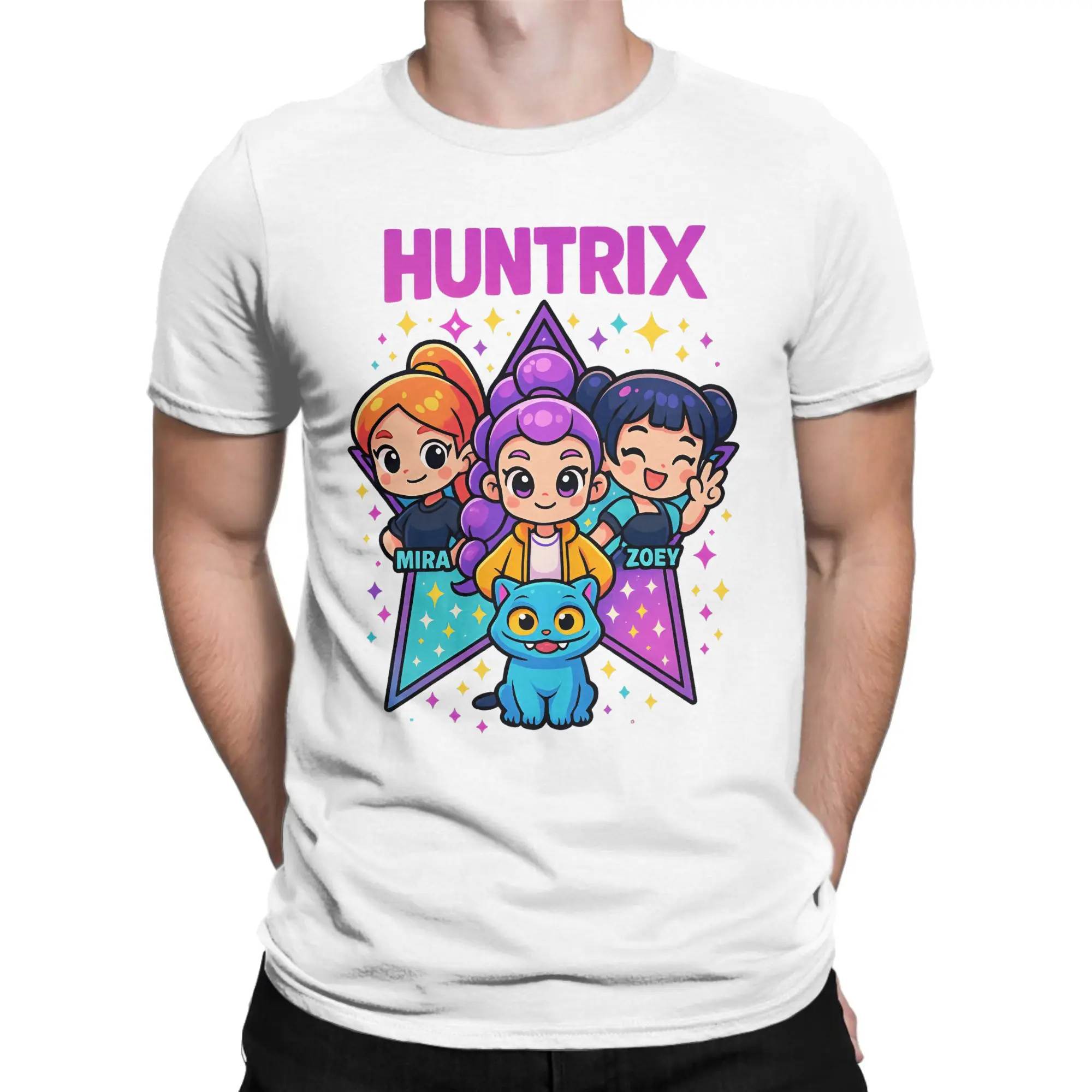 Kpop شيطان الصيادين فيلم Fanart تي شيرت الرجال القطن الفكاهة تي شيرت Crewneck تي شيرت قصير الأكمام بلايز الطرف