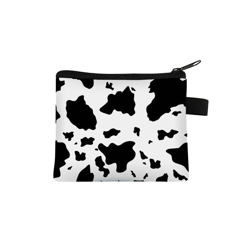 Kuhfarbene Münzbörse, niedliche Geldbörse für Jungen/Mädchen, beste Geschenke, 2D flacher Cartoon für Kinder, Aufbewahrungstasche, Münzgeldbörse