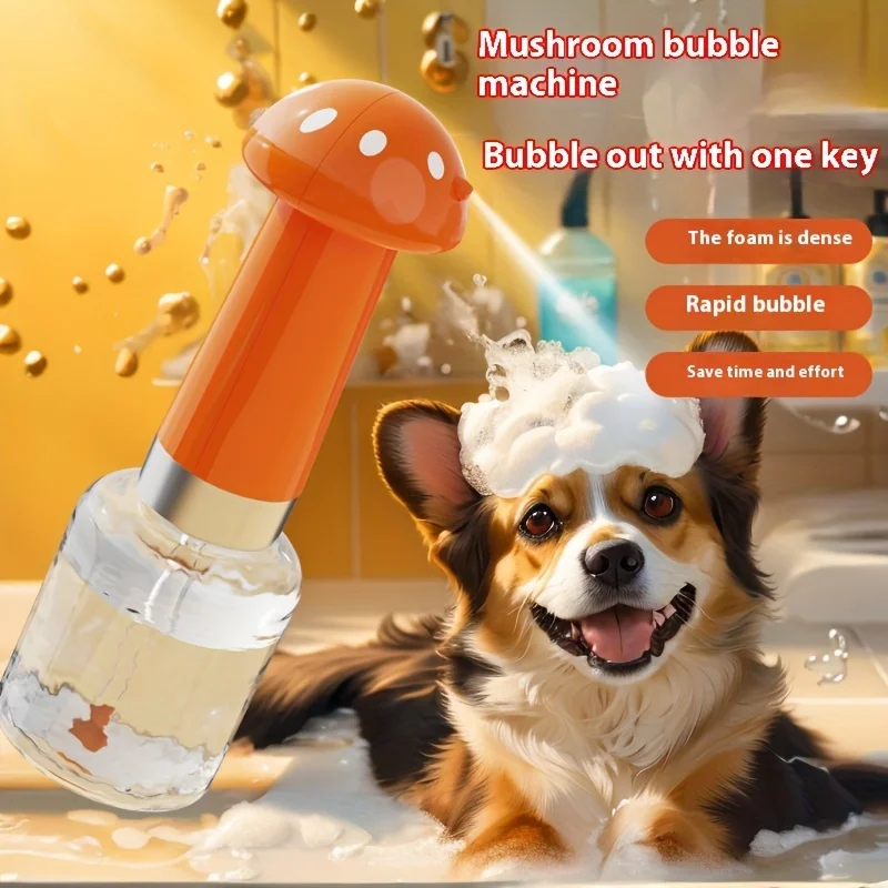 

Cute mushroom bubble bath machine, high foam density, rapid foam generation, saving time and effort, dog accessories.