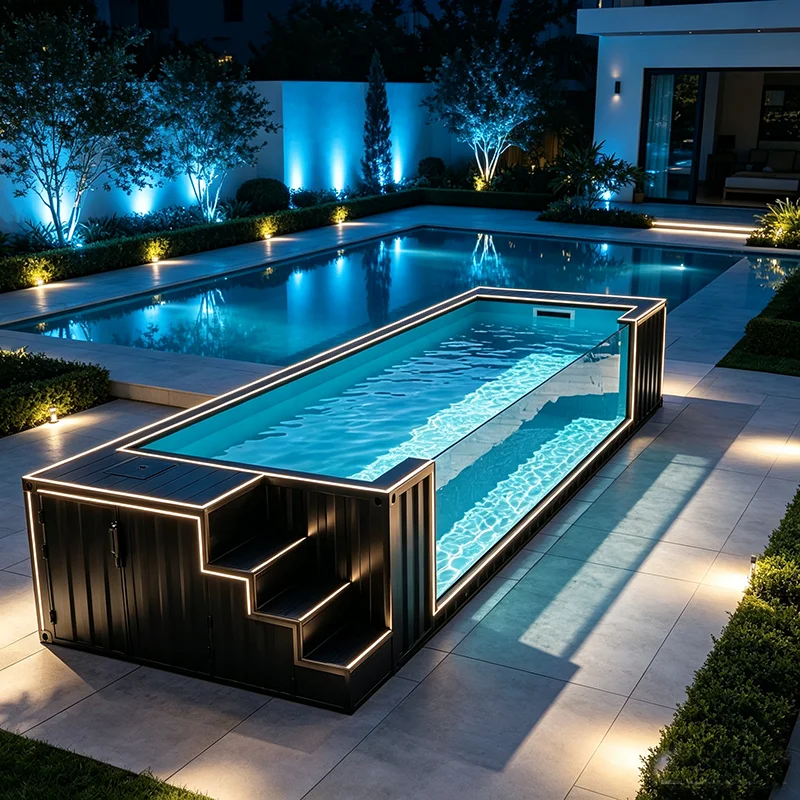Shipping Container Swimming Pool Kit 20FT Above‑Ground Modular Plunge Pool for Family Outdoor Backyard